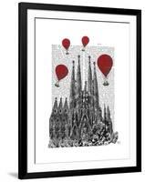 Sagrada Familia and Red Hot Air Balloons-Fab Funky-Framed Art Print