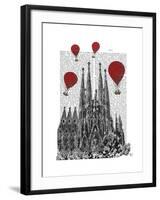 Sagrada Familia and Red Hot Air Balloons-Fab Funky-Framed Art Print