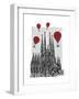 Sagrada Familia and Red Hot Air Balloons-Fab Funky-Framed Art Print