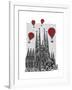 Sagrada Familia and Red Hot Air Balloons-Fab Funky-Framed Art Print