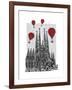 Sagrada Familia and Red Hot Air Balloons-Fab Funky-Framed Art Print