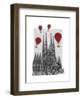 Sagrada Familia and Red Hot Air Balloons-Fab Funky-Framed Art Print