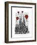 Sagrada Familia and Red Hot Air Balloons-Fab Funky-Framed Art Print