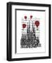 Sagrada Familia and Red Hot Air Balloons-Fab Funky-Framed Art Print