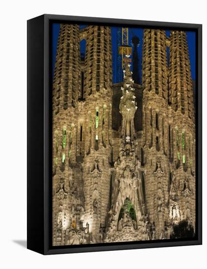 Sagrada Familia at Dusk, UNESCO World Heritage Site, Barcelona, Catalonia, Spain, Europe-Sergio Pitamitz-Framed Stretched Canvas