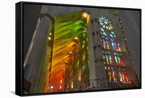 Sagrada Familia, Barcelona, Catalonia, Spain-Mark Mawson-Framed Stretched Canvas