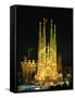 Sagrada Familia, the Gaudi Cathedral, Illuminated at Night in Barcelona, Cataluna, Spain-Nigel Francis-Framed Stretched Canvas