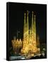 Sagrada Familia, the Gaudi Cathedral, Illuminated at Night in Barcelona, Cataluna, Spain-Nigel Francis-Framed Stretched Canvas