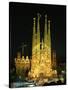 Sagrada Familia, the Gaudi Cathedral, Illuminated at Night in Barcelona, Cataluna, Spain-Nigel Francis-Stretched Canvas