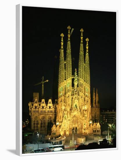 Sagrada Familia, the Gaudi Cathedral, Illuminated at Night in Barcelona, Cataluna, Spain-Nigel Francis-Framed Photographic Print