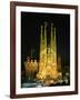 Sagrada Familia, the Gaudi Cathedral, Illuminated at Night in Barcelona, Cataluna, Spain-Nigel Francis-Framed Photographic Print