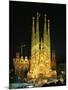 Sagrada Familia, the Gaudi Cathedral, Illuminated at Night in Barcelona, Cataluna, Spain-Nigel Francis-Mounted Photographic Print