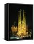 Sagrada Familia, the Gaudi Cathedral, Illuminated at Night in Barcelona, Cataluna, Spain-Nigel Francis-Framed Stretched Canvas