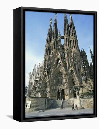 Sagrada Familia, the Gaudi Cathedral in Barcelona, Cataluna, Spain, Europe-Jeremy Bright-Framed Stretched Canvas