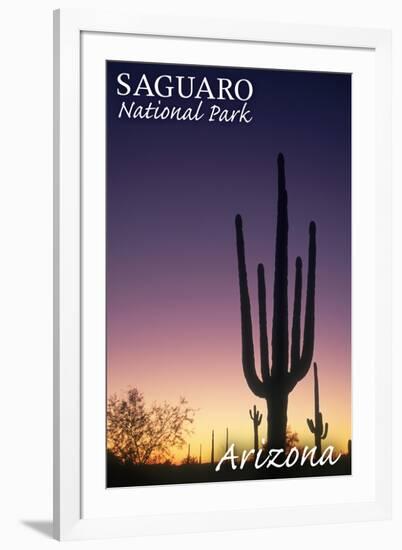 Saguaro National Park, Arizona - Cactus at Dawn-Lantern Press-Framed Art Print