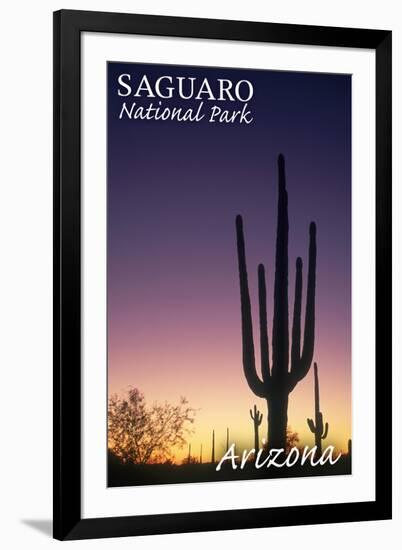 Saguaro National Park, Arizona - Cactus at Dawn-Lantern Press-Framed Art Print