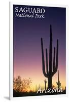 Saguaro National Park, Arizona - Cactus at Dawn-Lantern Press-Framed Art Print