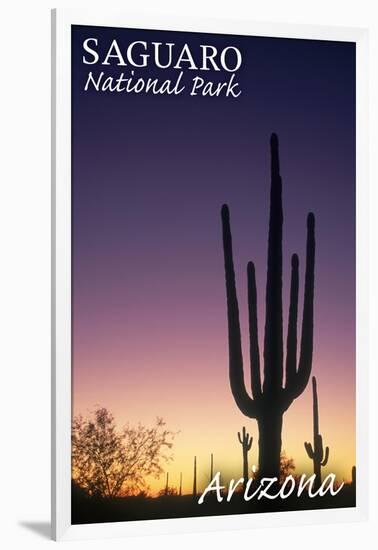 Saguaro National Park, Arizona - Cactus at Dawn-Lantern Press-Framed Art Print