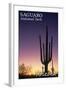 Saguaro National Park, Arizona - Cactus at Dawn-Lantern Press-Framed Art Print