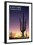 Saguaro National Park, Arizona - Cactus at Dawn-Lantern Press-Framed Art Print