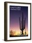 Saguaro National Park, Arizona - Cactus at Dawn-Lantern Press-Framed Art Print