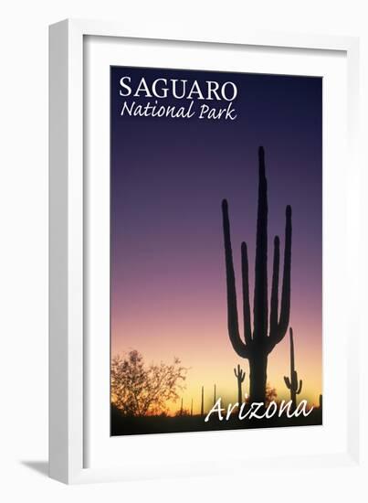 Saguaro National Park, Arizona - Cactus at Dawn-Lantern Press-Framed Art Print