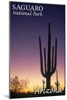 Saguaro National Park, Arizona - Cactus at Dawn-Lantern Press-Mounted Art Print