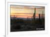 Saguaro National Park, Arizona - Cactus at Twilight-Lantern Press-Framed Premium Giclee Print