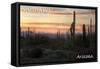 Saguaro National Park, Arizona - Cactus at Twilight-Lantern Press-Framed Stretched Canvas