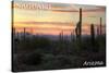 Saguaro National Park, Arizona - Cactus at Twilight-Lantern Press-Stretched Canvas