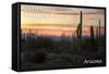 Saguaro National Park, Arizona - Cactus at Twilight-Lantern Press-Framed Stretched Canvas