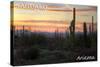 Saguaro National Park, Arizona - Cactus at Twilight-Lantern Press-Stretched Canvas