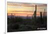 Saguaro National Park, Arizona - Cactus at Twilight-Lantern Press-Framed Art Print