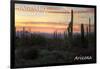 Saguaro National Park, Arizona - Cactus at Twilight-Lantern Press-Framed Art Print