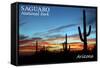 Saguaro National Park, Arizona - Cactus Silhouettes-Lantern Press-Framed Stretched Canvas