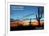 Saguaro National Park, Arizona - Cactus Silhouettes-Lantern Press-Framed Premium Giclee Print