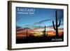 Saguaro National Park, Arizona - Cactus Silhouettes-Lantern Press-Framed Art Print