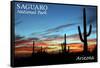 Saguaro National Park, Arizona - Cactus Silhouettes-Lantern Press-Framed Stretched Canvas