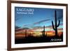 Saguaro National Park, Arizona - Cactus Silhouettes-Lantern Press-Framed Art Print