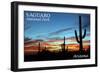 Saguaro National Park, Arizona - Cactus Silhouettes-Lantern Press-Framed Art Print
