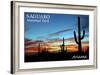 Saguaro National Park, Arizona - Cactus Silhouettes-Lantern Press-Framed Art Print