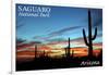 Saguaro National Park, Arizona - Cactus Silhouettes-Lantern Press-Framed Art Print