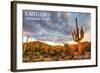 Saguaro National Park, Arizona - Day Scene-Lantern Press-Framed Art Print