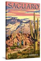 Saguaro National Park, Arizona - Hiking Scene-Lantern Press-Stretched Canvas