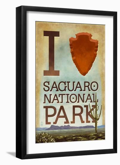 Saguaro National Park, Arizona - I Heart Saguaro-Lantern Press-Framed Art Print