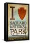 Saguaro National Park, Arizona - I Heart Saguaro-Lantern Press-Framed Stretched Canvas