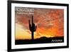 Saguaro National Park, Arizona - Orange Sunset-Lantern Press-Framed Art Print