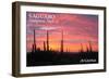 Saguaro National Park, Arizona - Pink Sunset-Lantern Press-Framed Art Print