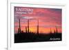 Saguaro National Park, Arizona - Pink Sunset-Lantern Press-Framed Art Print