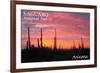 Saguaro National Park, Arizona - Pink Sunset-Lantern Press-Framed Art Print